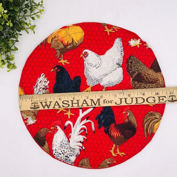 Tortilla Warmer 10.5 Inches Red Country Chickens Print Holds Up To 6 Tortillas - Picture 4 of 4